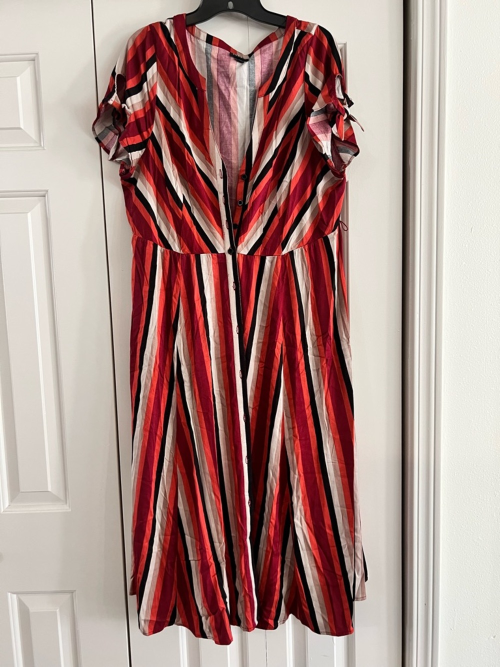 torrid Red Multicolor Striped Button-Front Midi Dress